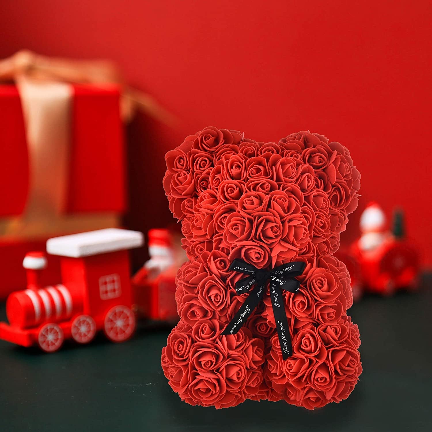 Elegant Rose Bear - Perfect Gift for Mother's Day, Valentine's Day, Birthdays, Anniversaries, and Weddings (Red)