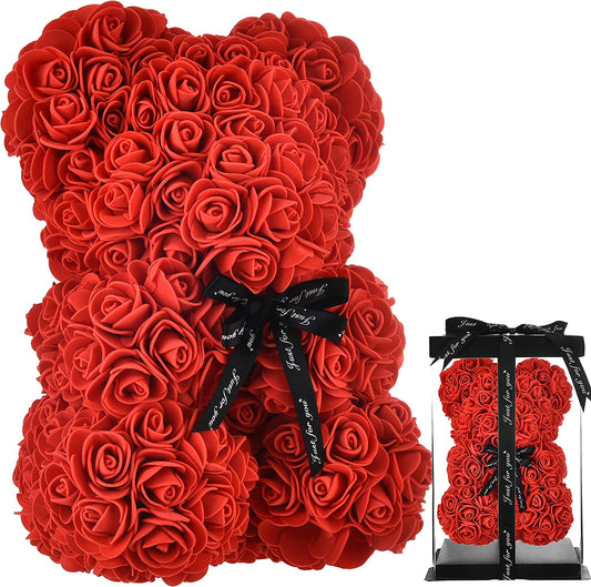 Elegant Rose Bear - Perfect Gift for Mother's Day, Valentine's Day, Birthdays, Anniversaries, and Weddings (Red)