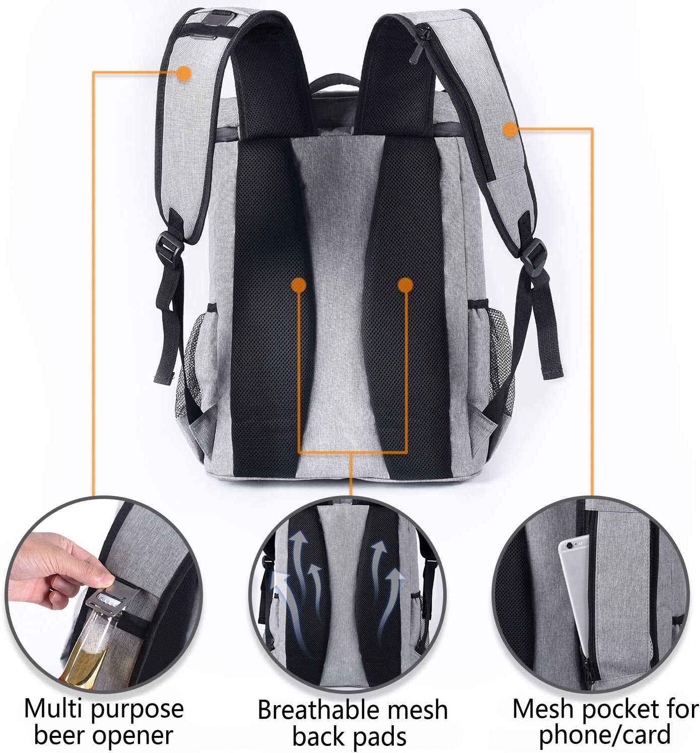 Insulated Waterproof Backpack Cooler - Lightweight Soft Cooler Bag for Men and Women, Ideal for Work, Lunch, Picnics, Camping, and Hiking, Holds Up to 30 Cans